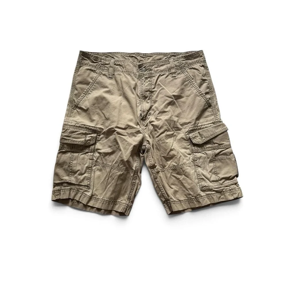 Levis Mens Khaki Cargo Shorts Tan Cotton Utility Workwear Gorpcore Size 38